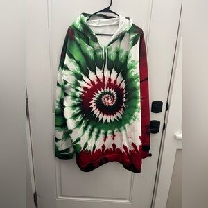 HOODIE: Big Man Tie-Dye Hoodie – XXL – Red, Green & White Spiral Graphic - NWOT